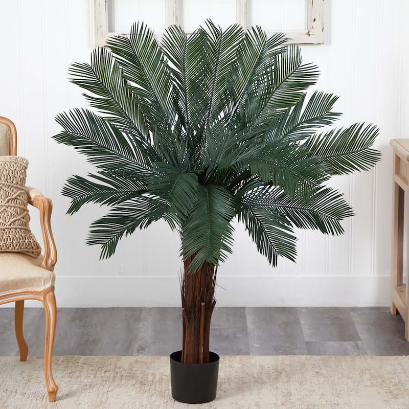 Nearly Natural 4-ft. Indoor/Outdoor Faux Cycas Tree - Green
