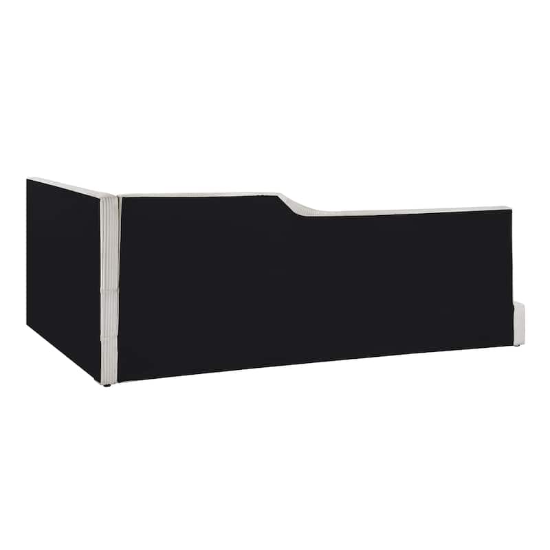 Full Size L-Shaped Upholstered Daybed with Corduroy Fabric, Modern Design, Spacious Seating, and Sturdy Construction