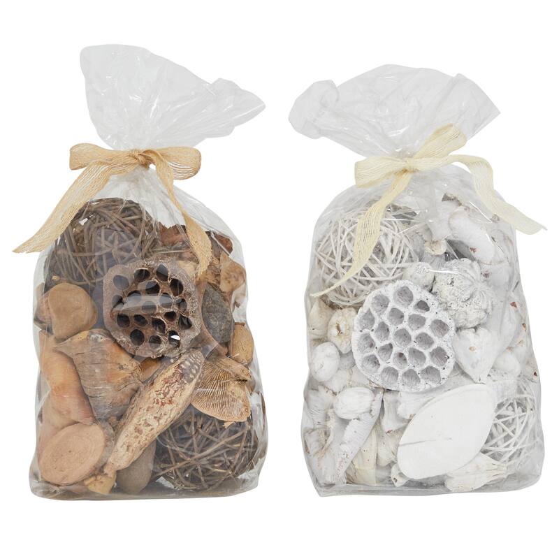 Wood Handmade Orbs & Vase Filler with Varying Designs - Set of 2 Brown - Roche River Decor - Brown