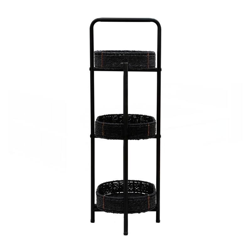 Small Handwoven Side Tables 3-Tier
