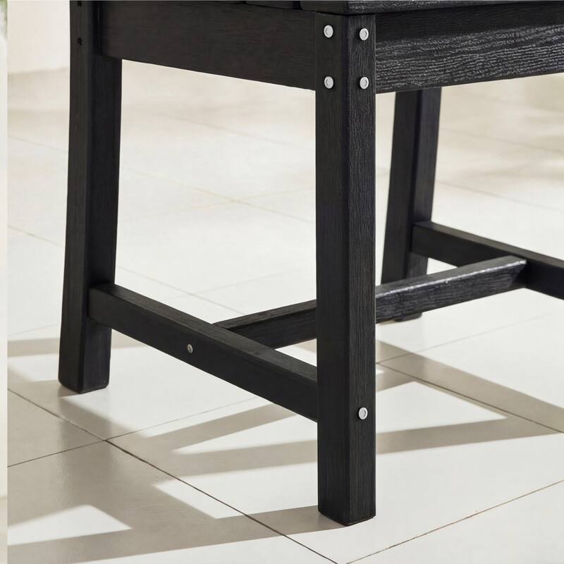 Set of 2 Outdoor Dining Chairs with Armrests, HDPE All Weather Patio Chairs, Waterproof UV Resistant Wood Grain Armchai