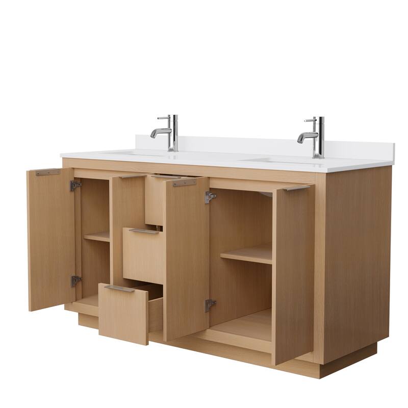 Maroni 60-Inch Light Straw Double Vanity, Cultured Marble Top