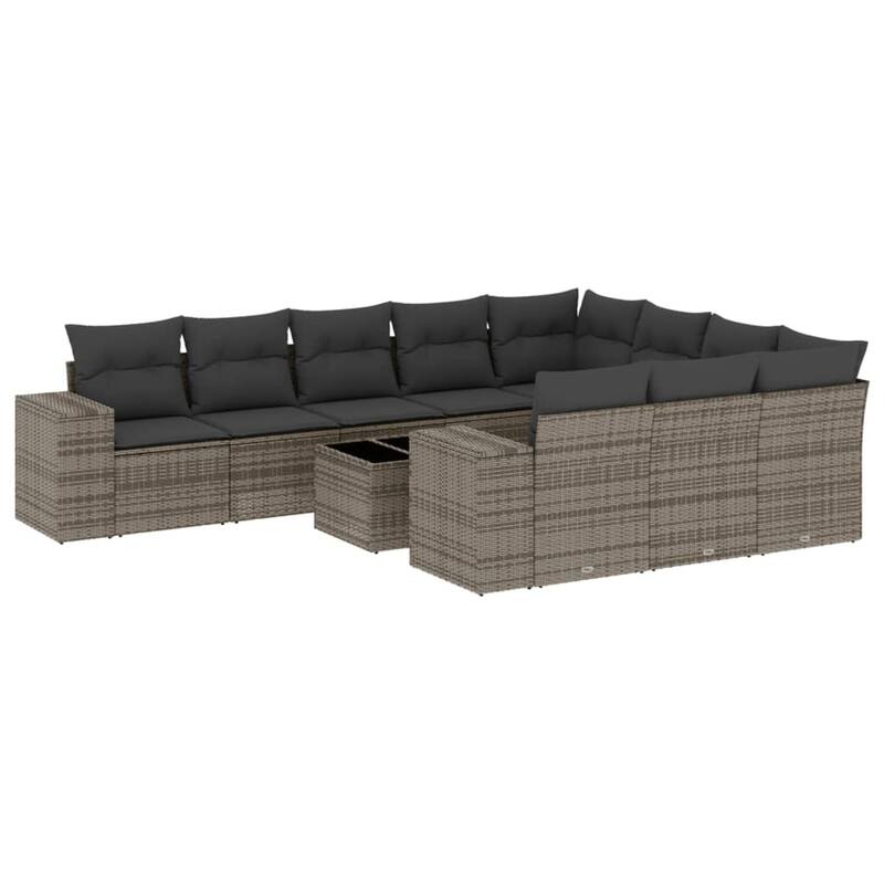 vidaXL Patio Sofa Set with Cushions Outdoor Conversation Furniture Poly Rattan