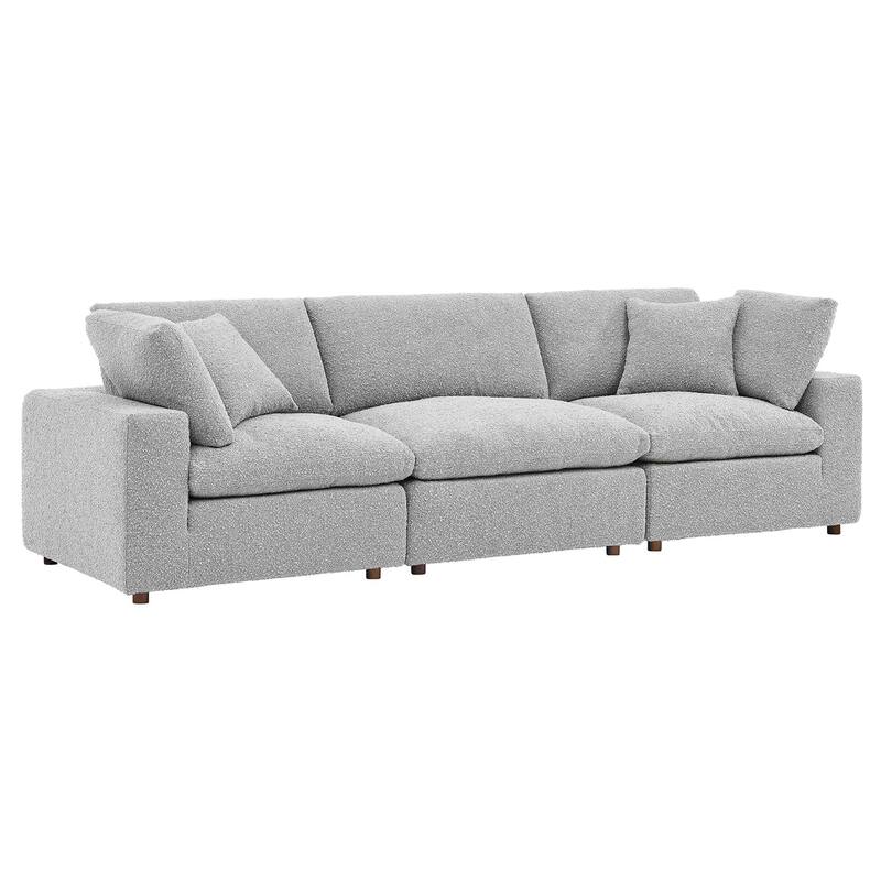 Commix Down Filled Overstuffed Boucle Fabric 3-Seater Sofa