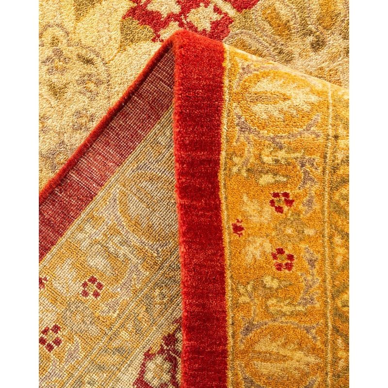 Overton Handknotted Wool Traditional Oriental Orange Area Rug - 8' x 10'