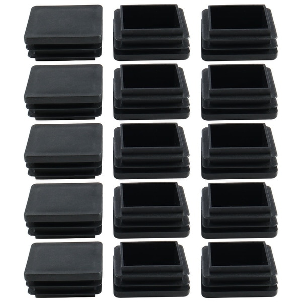 15pcs 40 x 50mm Plastic Rectangle Ribbed Tube Inserts End Cover Cap Furniture Chair Feet Floor Protector