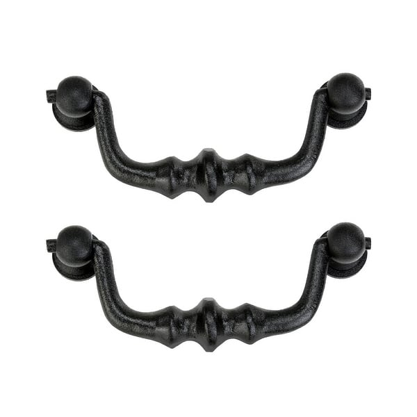 Black Wrought iron Drawer Bail Pull 4.5 L Drop Style Swing Handles Rust  Resistant with Hardware (Set of 2) Renovators Supply - Bed Bath & Beyond -  13300515