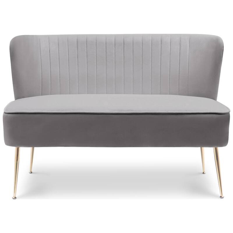 Farrah Upholstered Velvet Polyester 46" Wide Loveseat - Armless/ Scalloped Back