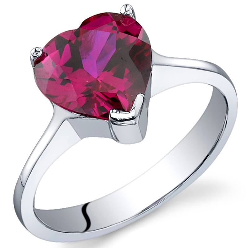 Sterling Silver 1.75 ct Created Ruby Birthstone Ring