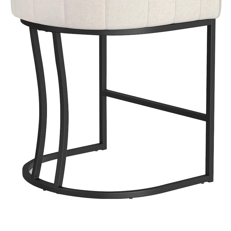 LUE BONA Modern 26.in Barstool Upholstered/PU Leather Counter Height Stool Low Back Barrel Bar Stool with Metal Frame