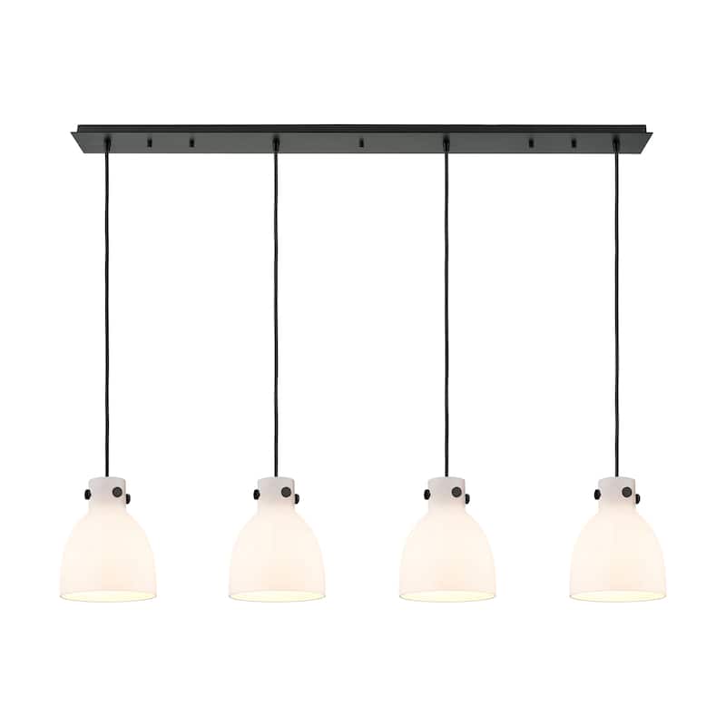 Innovations Lighting Newton Bell - 4 Light 8" Cord Hung Linear Pendant - Matte Black/White