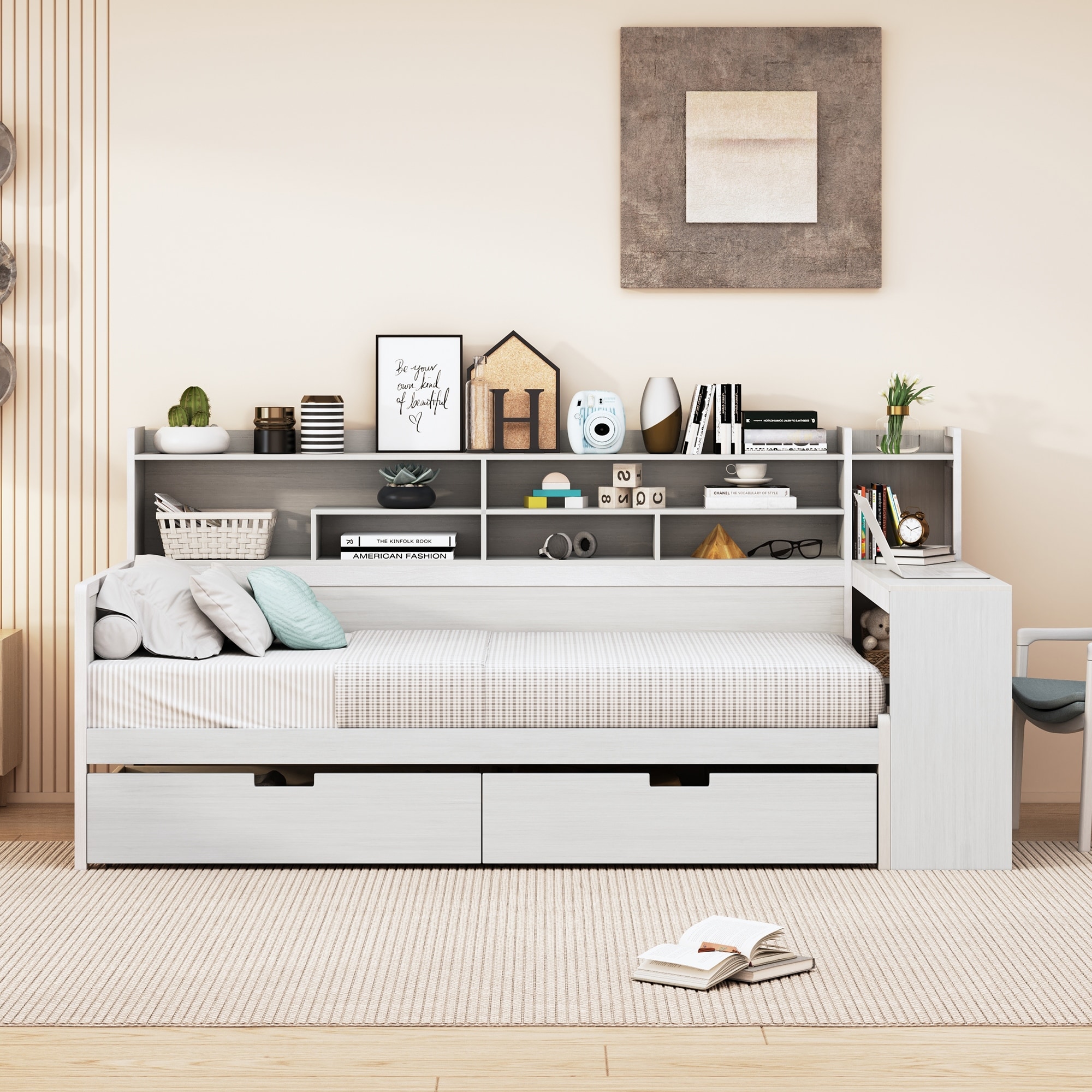 Trundle bed with desk and drawers discount