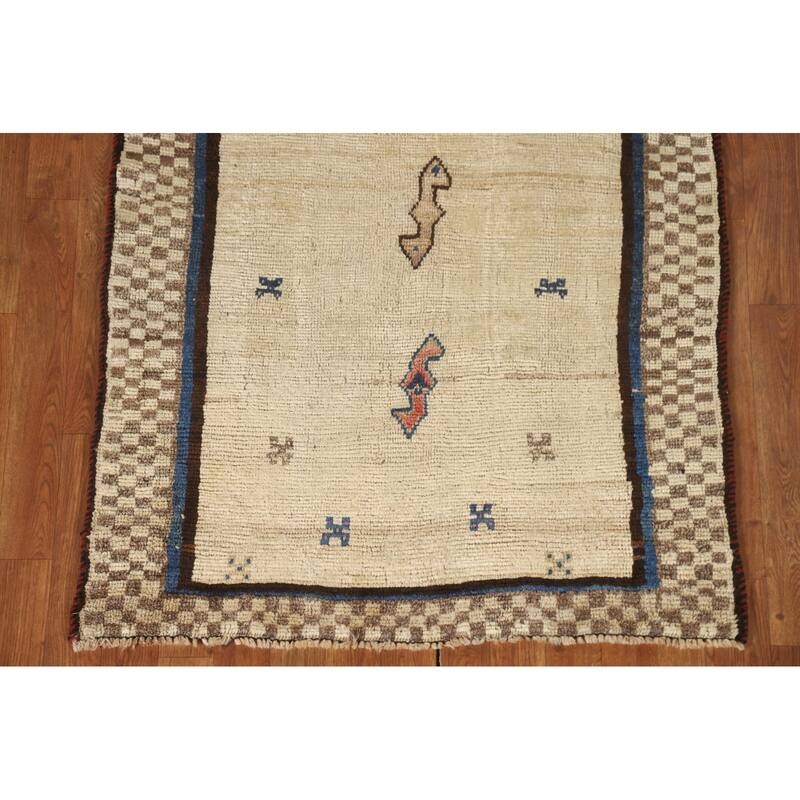 Natural Dye Gabbeh Persian Vintage Area Rug Handmade Wool Carpet - 3'3"x 5'5"