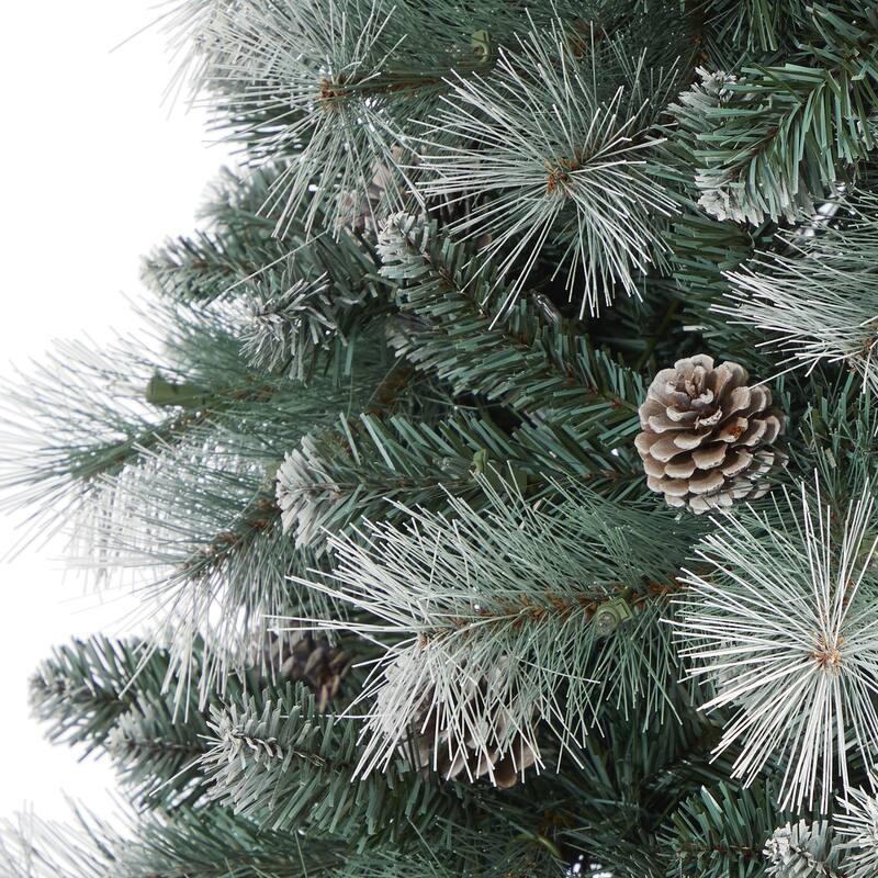 7’ Pre-Lit Brit Columbia Pine Artificial Christmas Tree, Clear LED Lights - 7 Foot