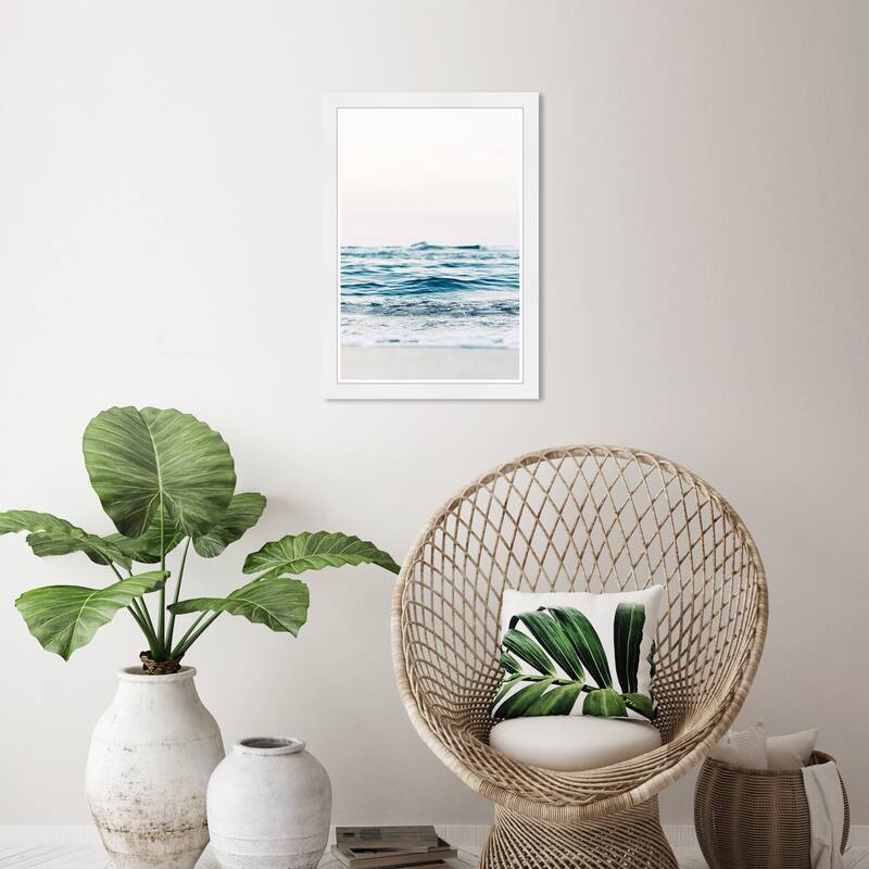 Wynwood Studio Prints Nautical and Coastal Mitad Sea Vertical Blue and Teal Nautical & Coastal Wall Art Canvas Print - White