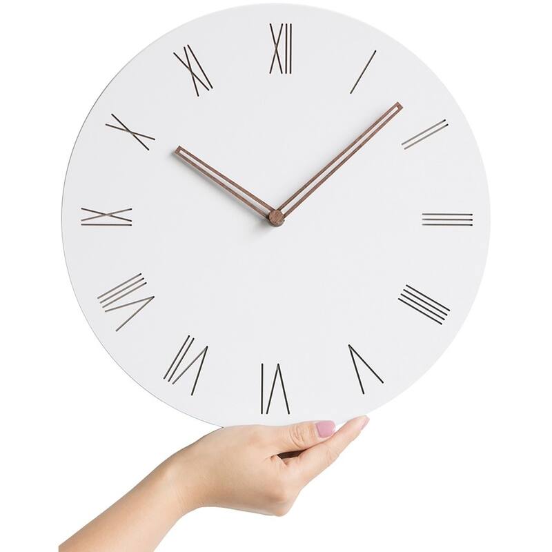 Curata Minimal White with Rose Roman Numerals and Hands Quartz Wall Clock