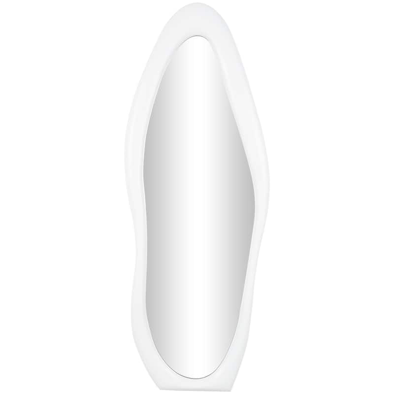 Wooden Abstract Wavy Wall Mirror - Black or White - Roche River Decor - White - 24"W, 63"H
