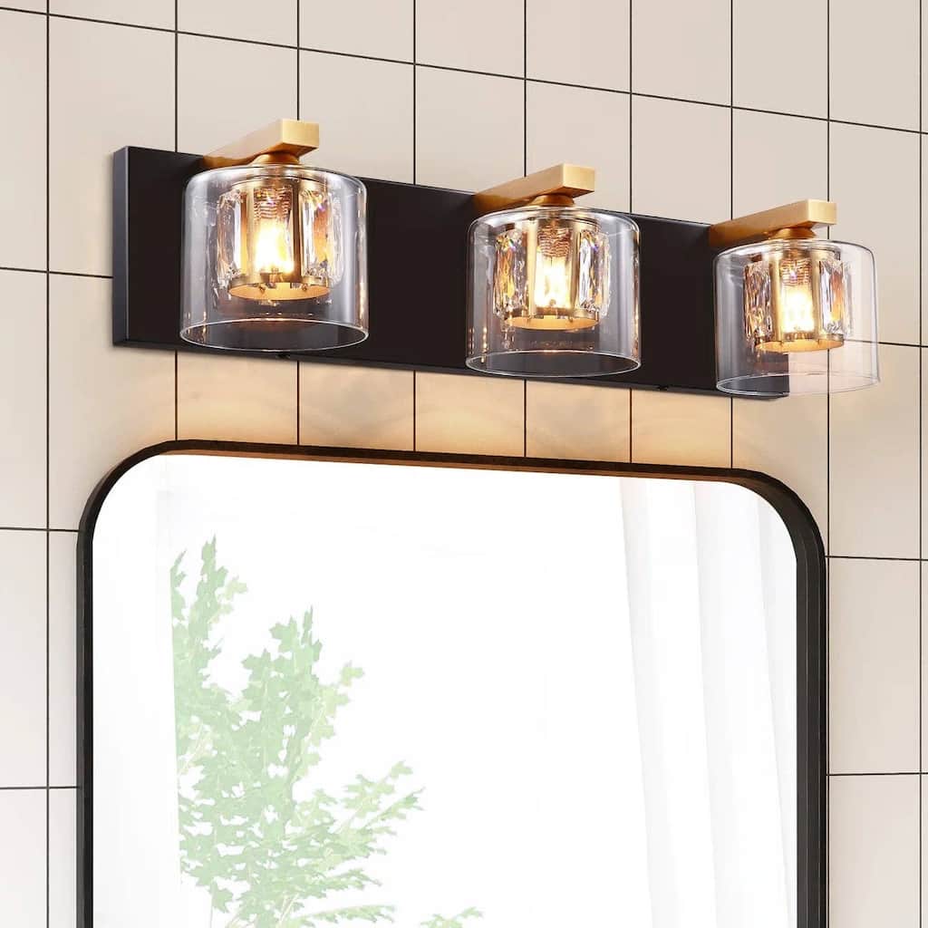 Kolt Black & Gold Traditional 3-Light Bathroom Vanity Light