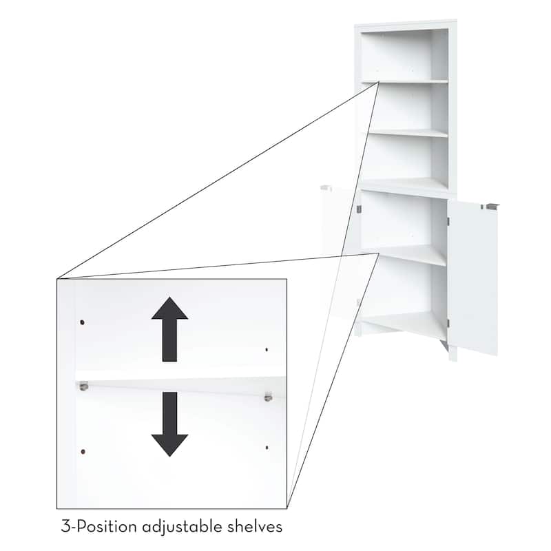 RiverRidge Madison Tall Corner Bathroom Storage Cabinet with Open Shelves - N/A