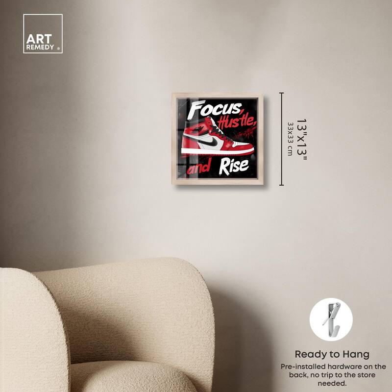 Hustle and Rise Sneaker Red Shadowbox by Art Remedy