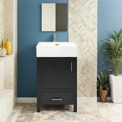 20.28''Modern Bathroom Vanity w/Ceramic Sink,Solid Wood Frame & Drawer