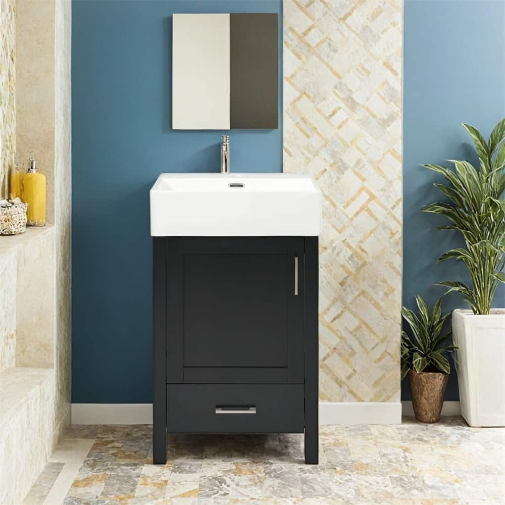 20.28''Modern Bathroom Vanity w/Ceramic Sink,Solid Wood Frame & Drawer