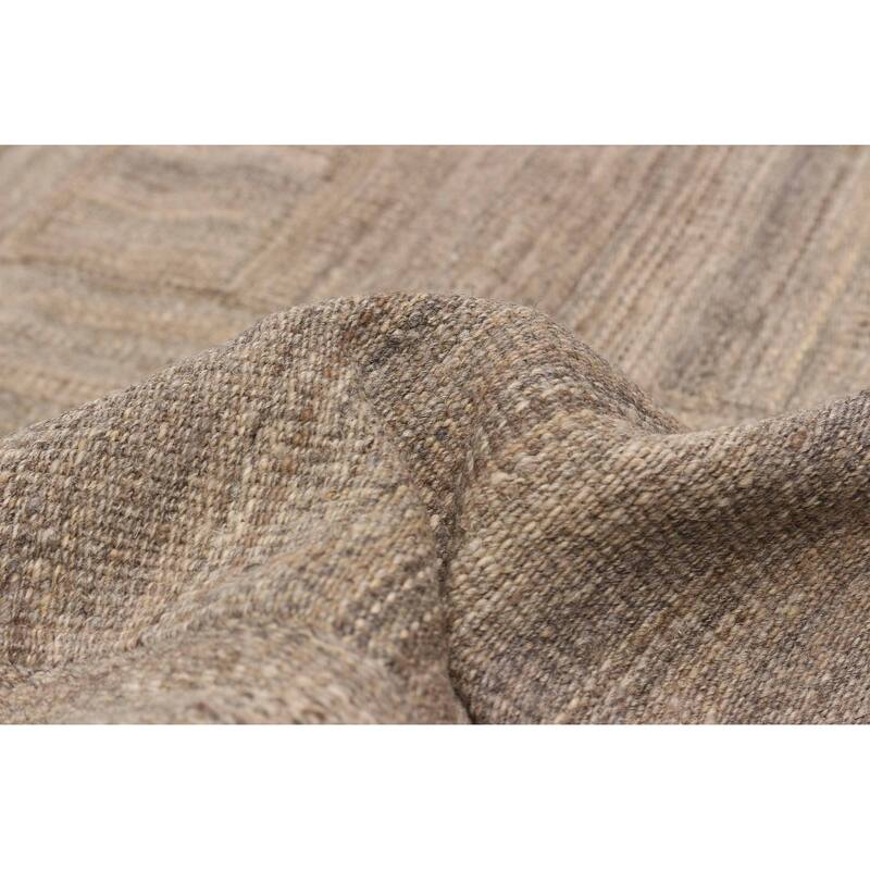 ECARPETGALLERY Flat-Weave Anatolia Patch Grey Wool Kilim - 6'7 x 10'7