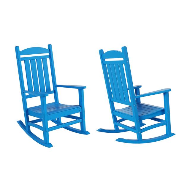 Laguna Traditional Weather-Resistant Rocking Chair (Set of 2) - Pacific Blue