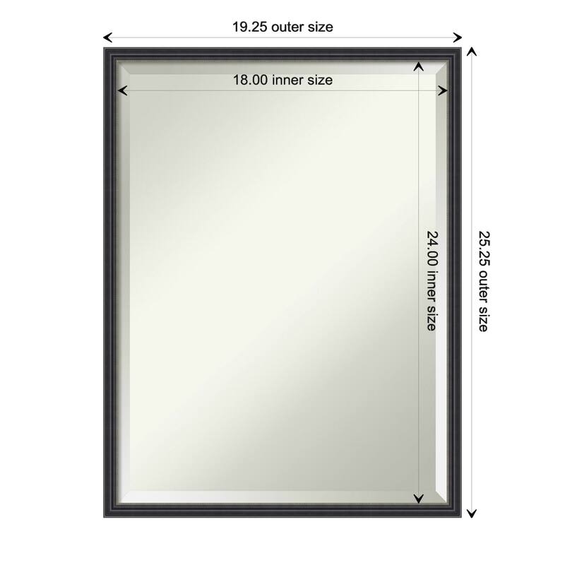 Stylish Black Narrow Beveled Wood Framed Bathroom Vanity Wall Mirror - Stylish Black Narrow - Glass Size 18x24