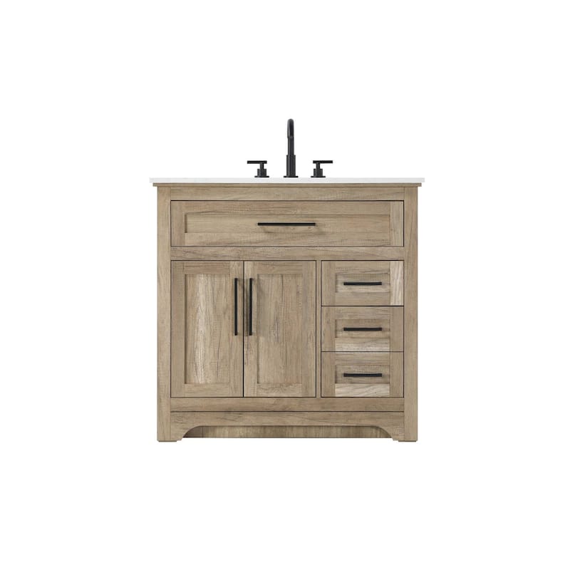 Nathaniel Single Bathroom Vanity (32-42 inch) - Natural oak - 36"