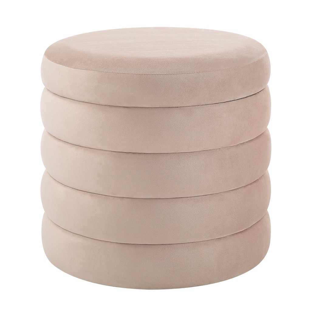 Renwil Lloyd Indoor Poly-Velvet Storage Ottoman, Beige