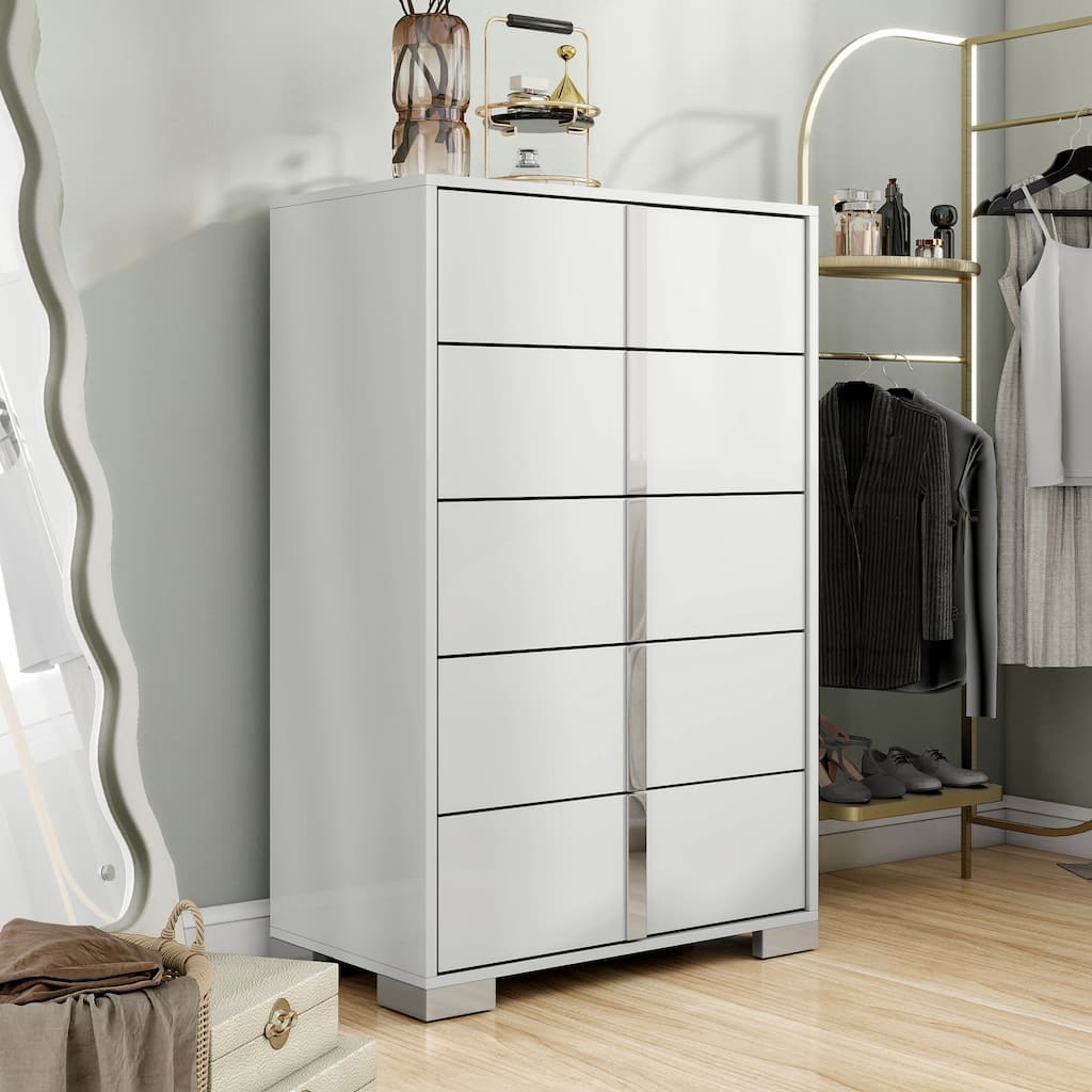 Furniture of America Erina Modern Glossy 5-Drawer Chest