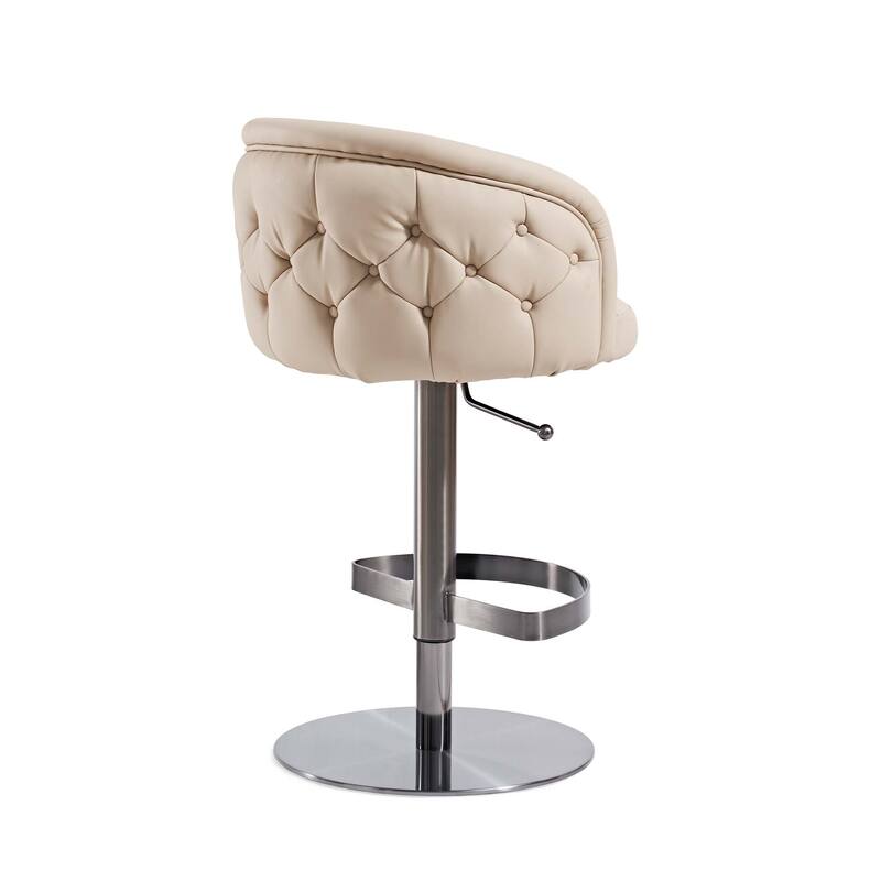 Khaki PU Bar Stool Adjustable Height and Swivel for Kitchens Bars Restaurants and Cafes