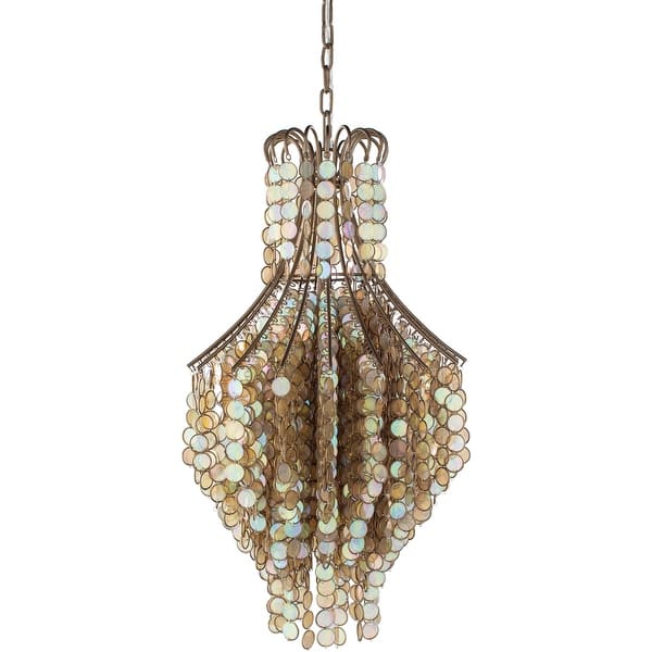 slide 3 of 8, Hughes Glam Acrylic Tassels 1-light Chandelier - 30"H x 16"W x 16"D 30"H x 16"W x 16"D - Brass