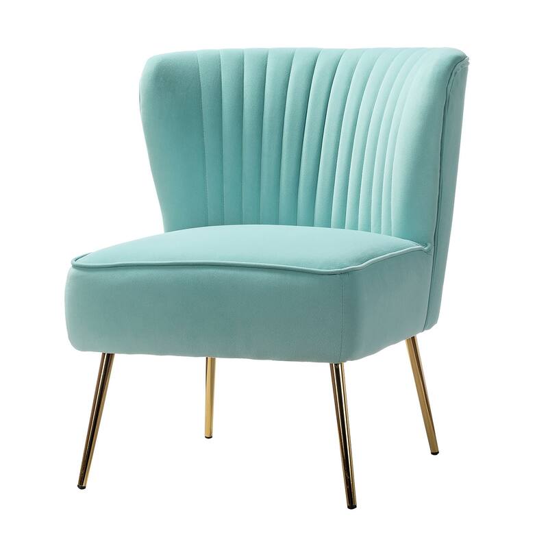 Monica Living Room Armless Accent Comfy Chair with Tufted Back and Metal Legs by HULALA HOME