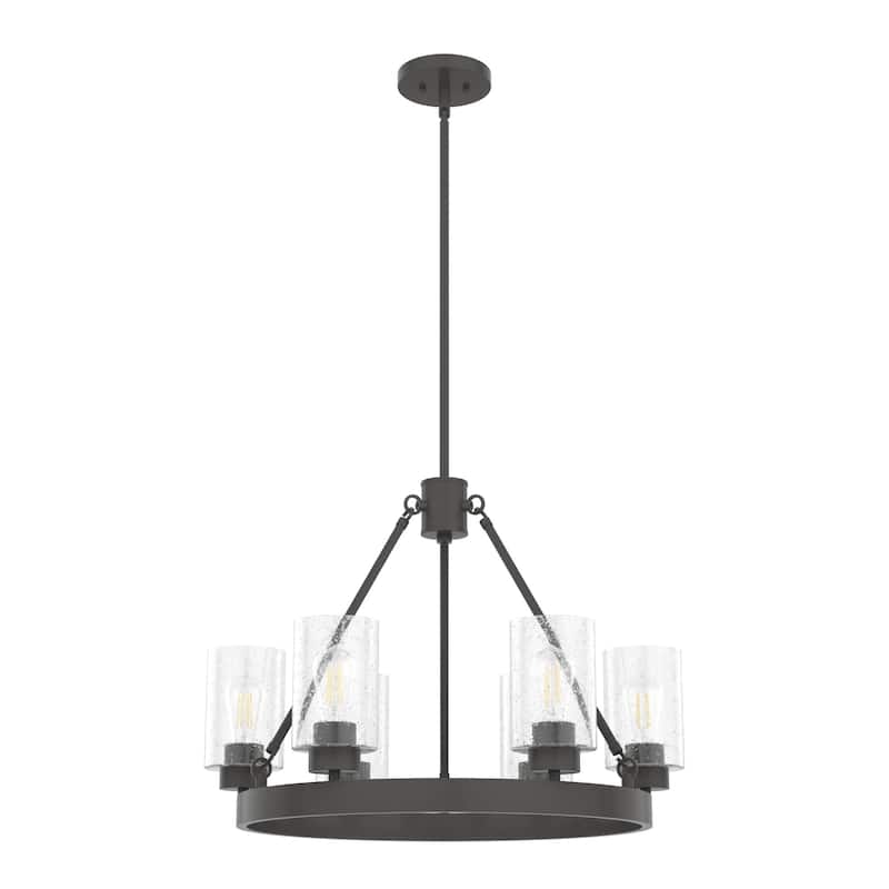 Hunter Hartland 6-Light Wagon Wheel Chandelier - Dining/Living Room, Kitchen Table, Entry - Farmhouse, Industrial, Transitional