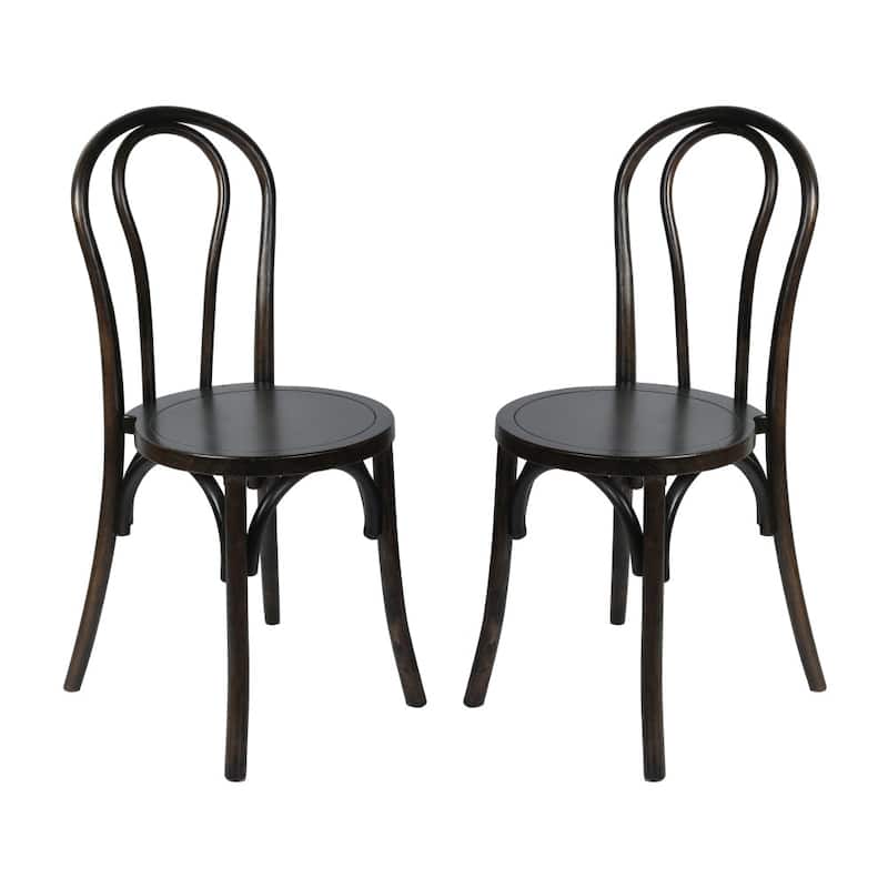 2PK Commercial Solid Wood Stackable Dining Chair with Fixed Floor Glides - 18.5"D x 16.5"W x 35.5"H - Early American Wood