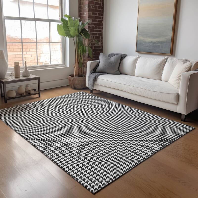 Premium Washable Super Soft Modern Houndstooth Mayfield Rug - Black - 5' x 7' 6" - Rectangle