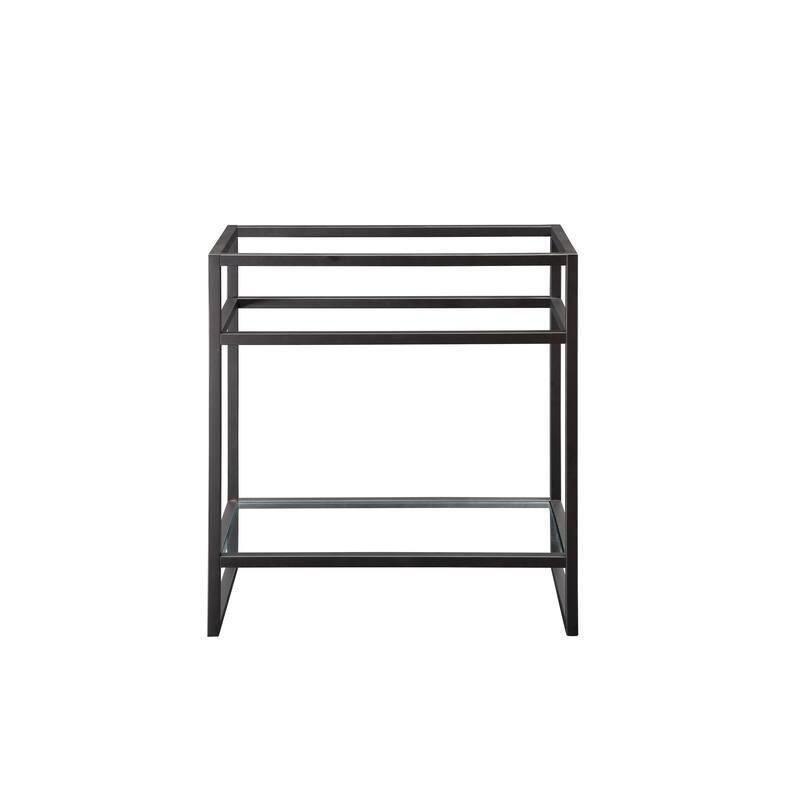 James Martin Vanities Boston 31.5" Stainless Steel Sink Console, Matte Black w/ White Glossy Composite Stone Top