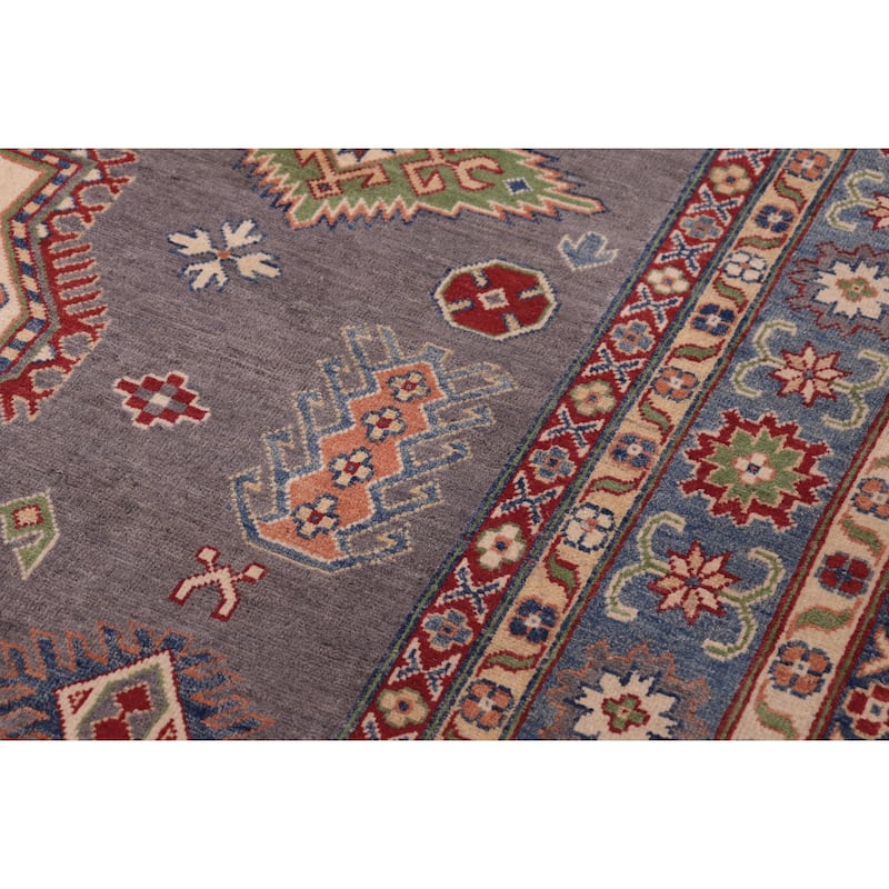 Tribal Kazak Kasen Gray/Blue Wool Rug - 8'3'' x 9'9''