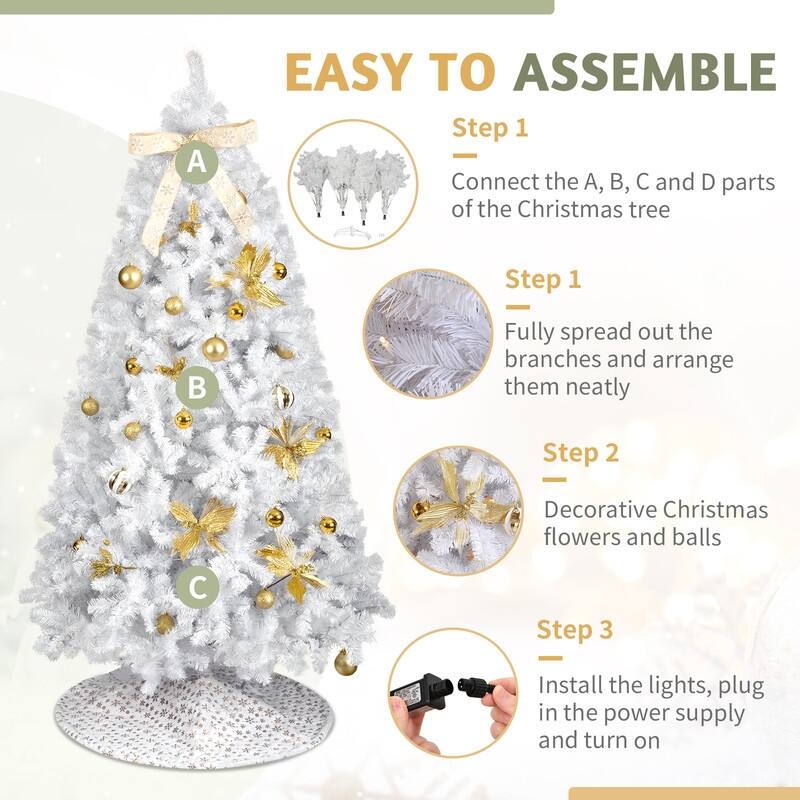 7.5 FT Artificial Christmas Tree with DIY 400 Warm White LED Lights for Holiday Party Office Home