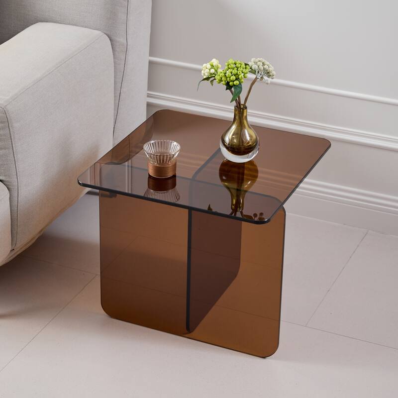 Tempered Brown Glass SideTable, Small Tea Table, Night Stand Tempered Glass Sofa Table