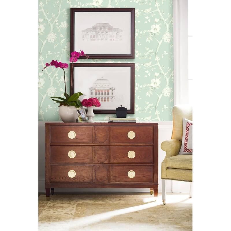 Seabrook Designs Lillian August Southport Floral Trail Unpasted Wallpaper