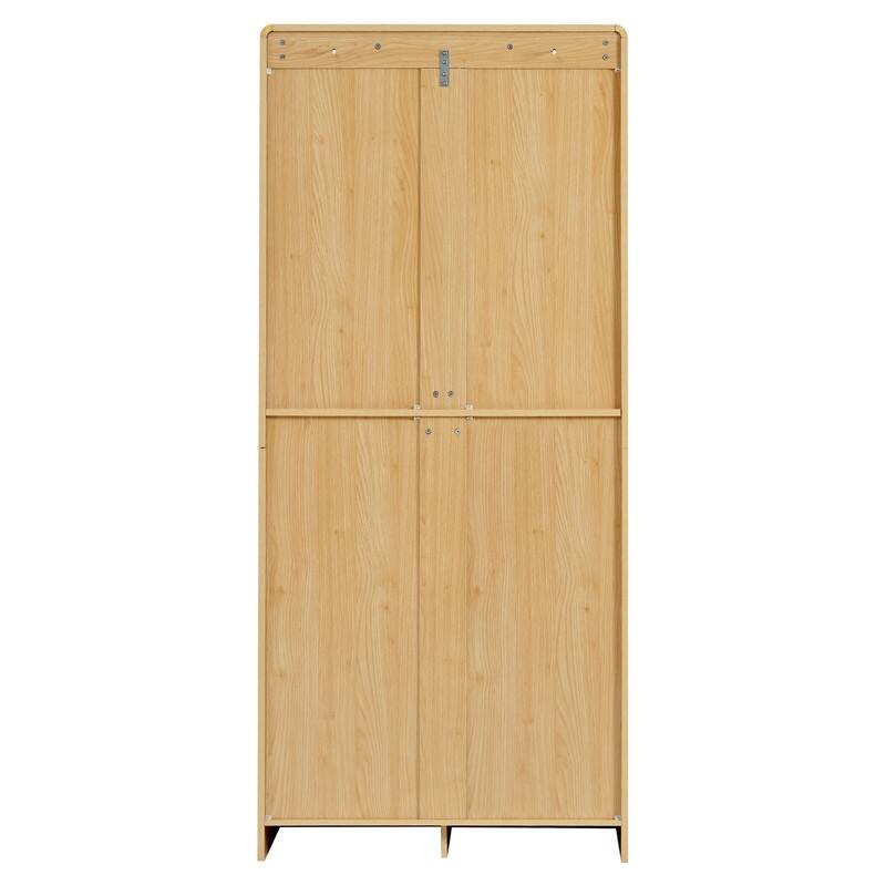 Farmhouse 72" Tall Kitchen Pantry Cabinet, Freestanding Curved Design with Adjustable Shelves and Hidden Drawer