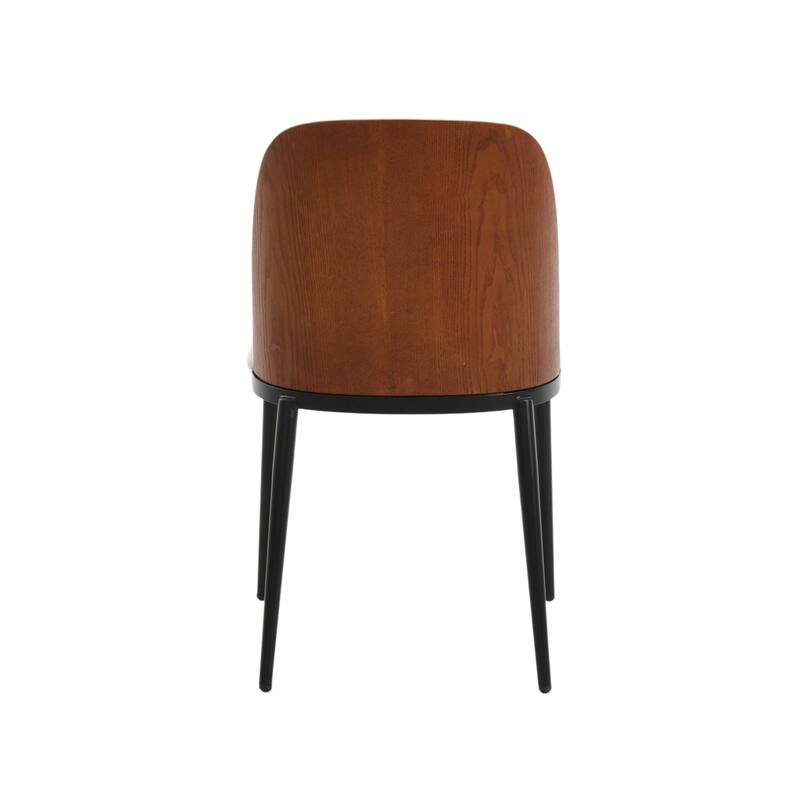 Dining Chair with Upholstered Seat and Back Side Chair with MDF Wood Frame in Black Steel