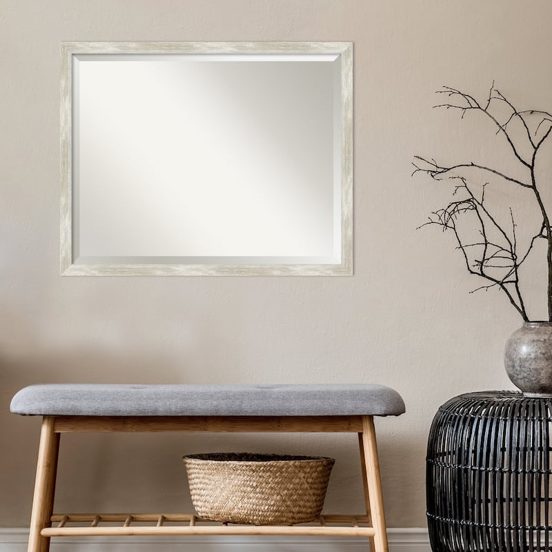 Beveled Bathroom Wall Mirror - Crackled Metallic Frame