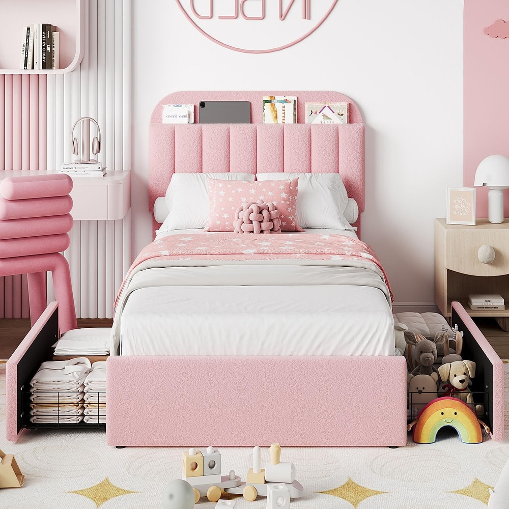 Bed Frame with Storage Headboard, 2 Drawers