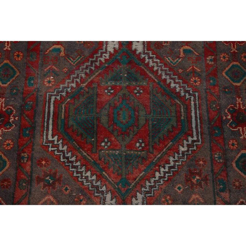 Tribal Heriz Persian Vintage Runner Rug Handmade Wool Carpet - 3'9" x 11'11"