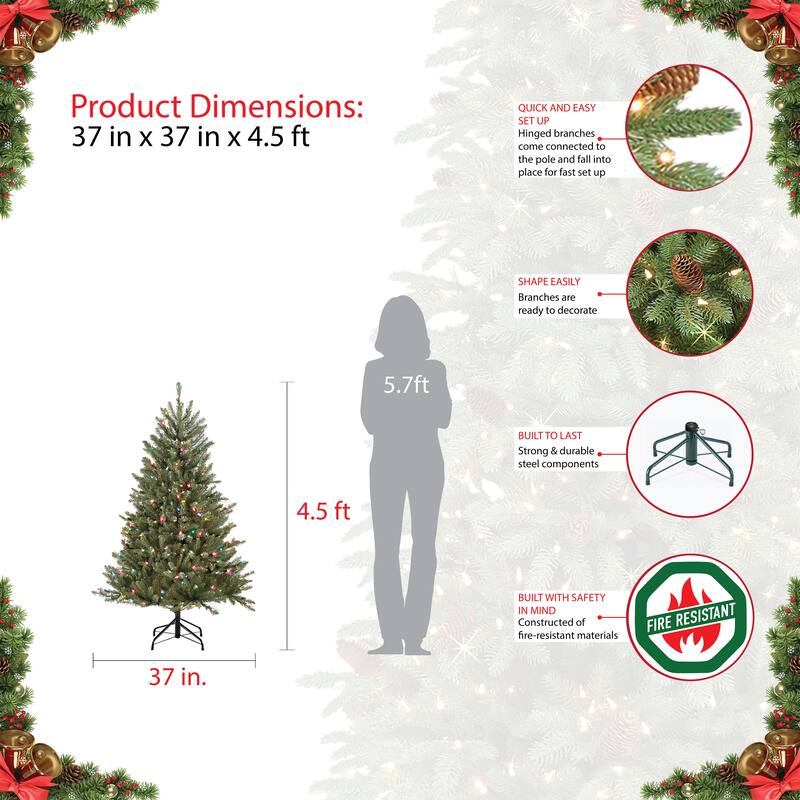 Puleo International 4.5 ft. Pre-Lit Fraser Fir Artificial Christmas Tree