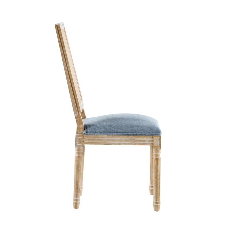 [Set of 6] French Country Dining Chairs-0Elegant Cane Backrest & Upholstered Seats with Fluted Legs- Solid Rubberwood Frame